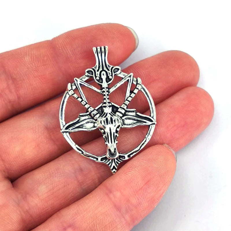 50pcs DIY Vintage Inverted Pentagram Satan Goat  Pendant charm  Baphomet charms Satanism  Unique Pagan Amulet Jewelry