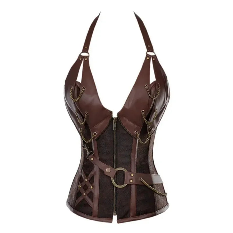 Cosplay Medieval Steampunk Kleidung Frauen Pirate Kostüm Gothic Ritter Korsett Halloween Leathter Halfter Weste Disfraz