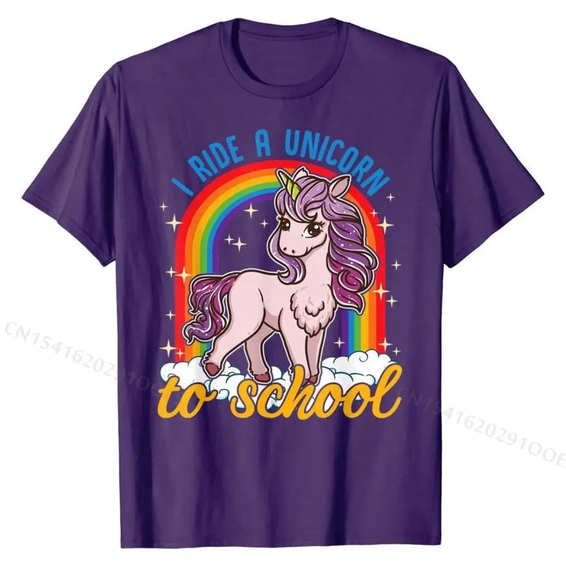 „I Ride A Unicorns“-T-Shirt für Schüler und Lehrer, Baumwoll-T-Shirts für Männer, lustig und beliebt