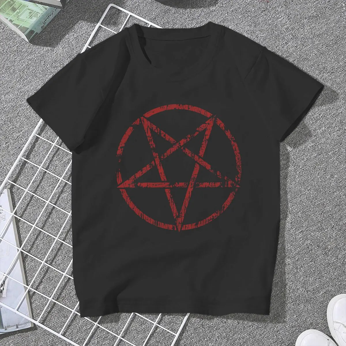 Pentagram Women Clothes Satanic Goat T-shirt Kawaii Vintage Female Clothing