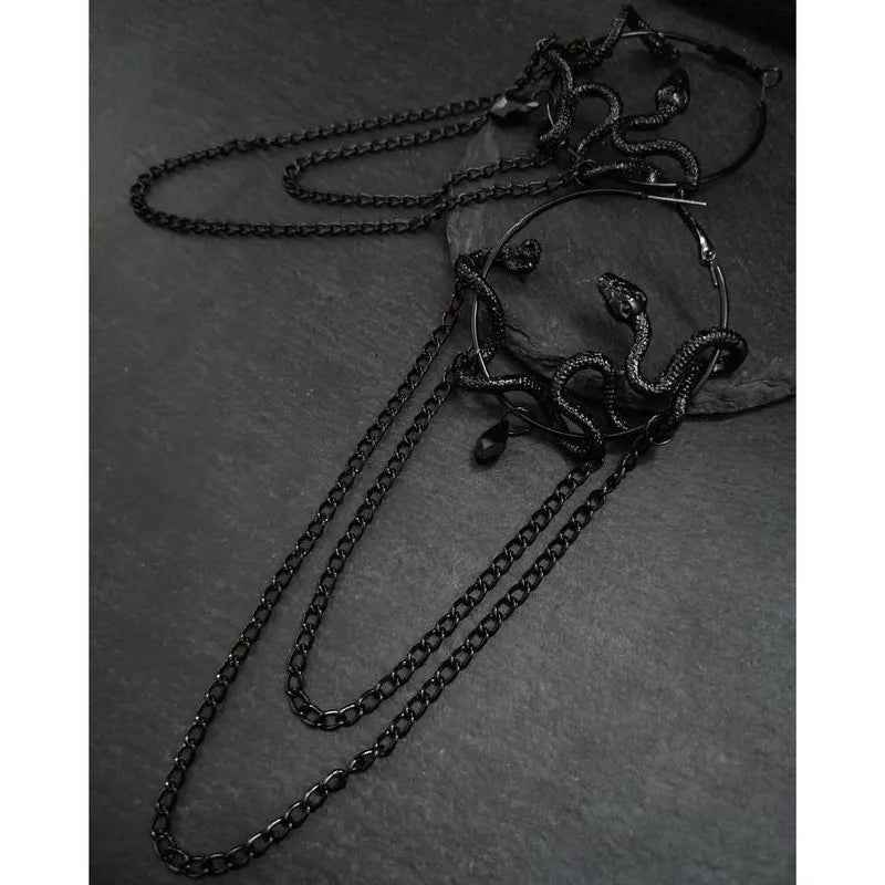 Orecchini a cerchio con serpente gotico Wiccan Gioielli creativi gotici Gioielli punk Rock Grunge Novità Dichiarazione Moda Donna Regalo Tendenza Nuovo