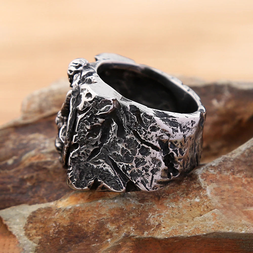 Vintage Satan Ziege Schädel Ring 316L Edelstahl Punk Mode Satan Pentagramm Ringe Für Männer Jungen Amulett Schmuck Geschenk Großhandel