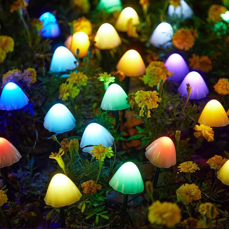 Solar LED String Lights Fairy Path Lawn Landscape Mushroom Lamp Outdoor Christmas Garden Patio Garland Street Decoration