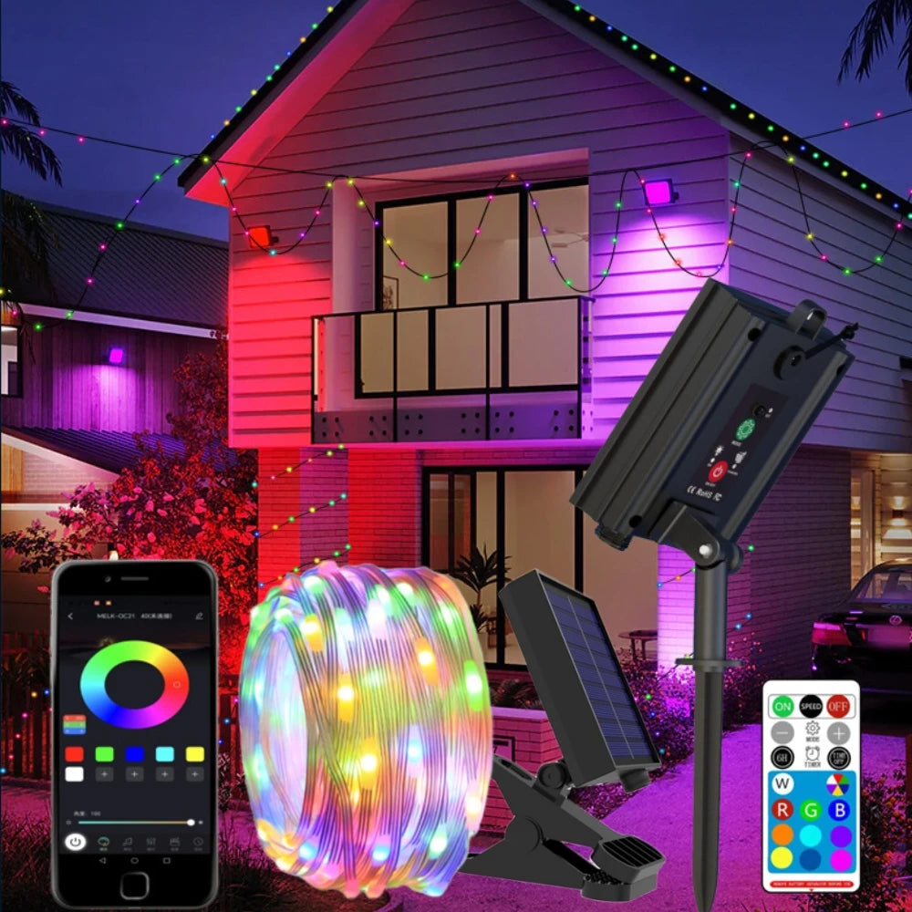 Luce solare a LED 1,2 W RGB Smart Bluetooth Control Fairy Led