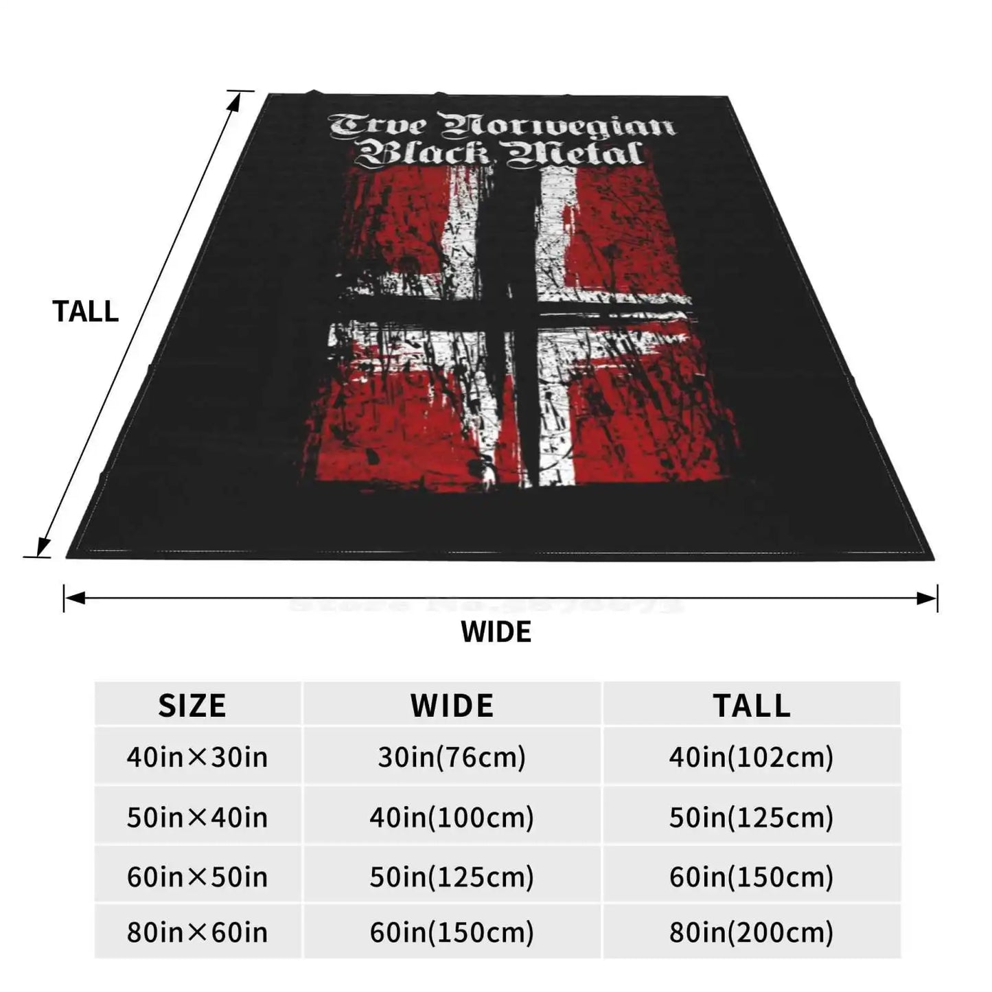 Trve ( True ) Norwegian Black Metal-Norwegian Satanic Flag Creative Design Light Thin Soft Flannel Blanket Trve True Norwegian