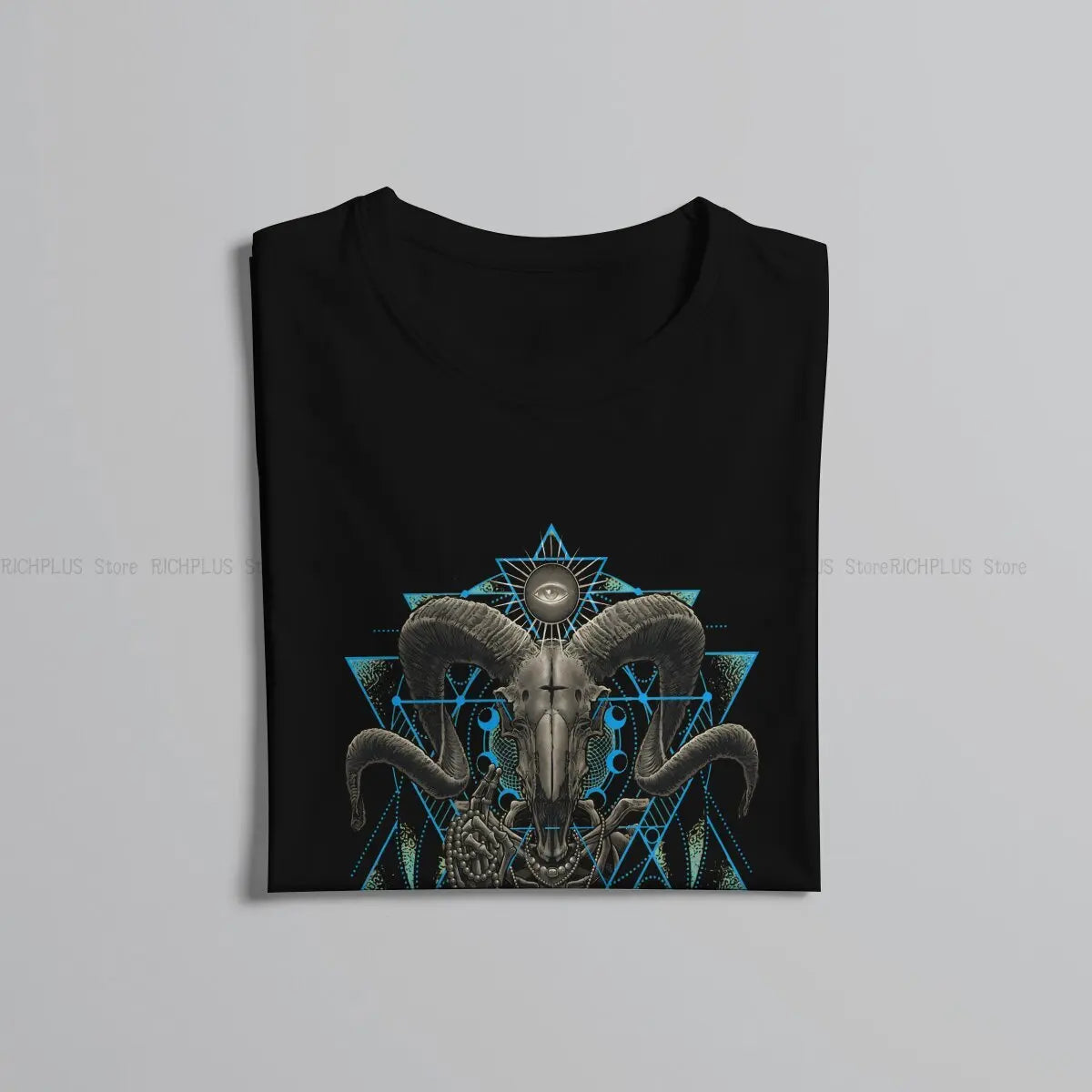 Satanic Occult Baphomet Lucifer Sigil TShirt For Men Satanic Baphomet Goat Clothing Fashion Polyester T Shirt Homme