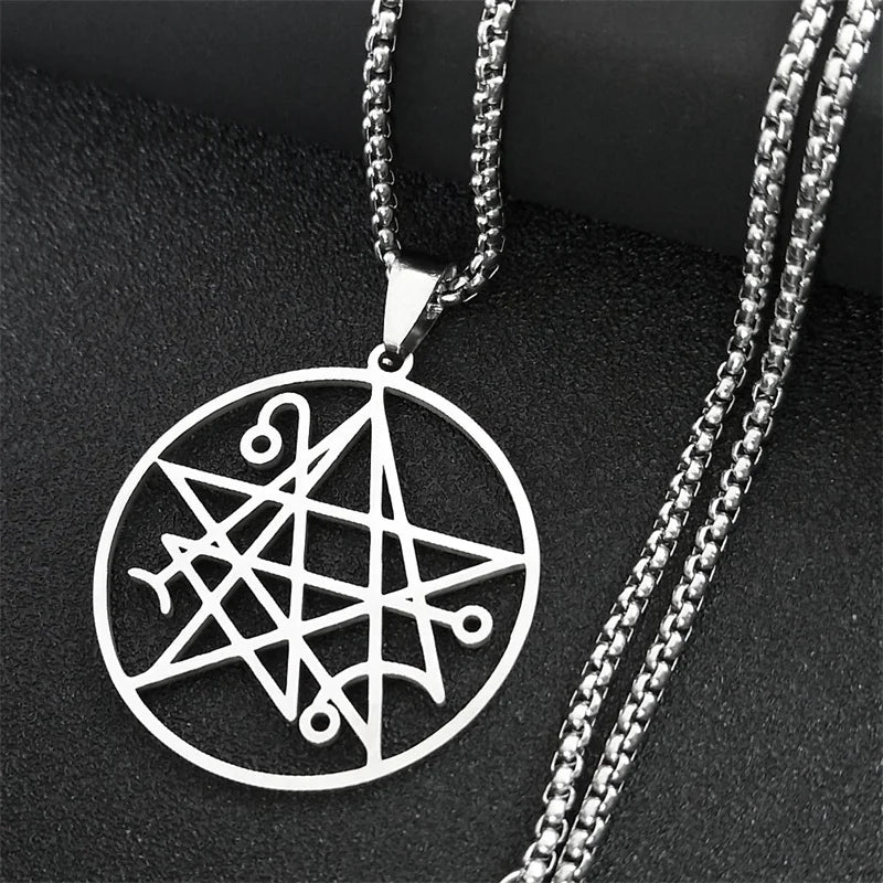 Necronomicon Stainless Steel Necklace Men Satan Pendant LOVECRAFT CTHULHU patch satan PIN jewelry bijoux homme N7136S03