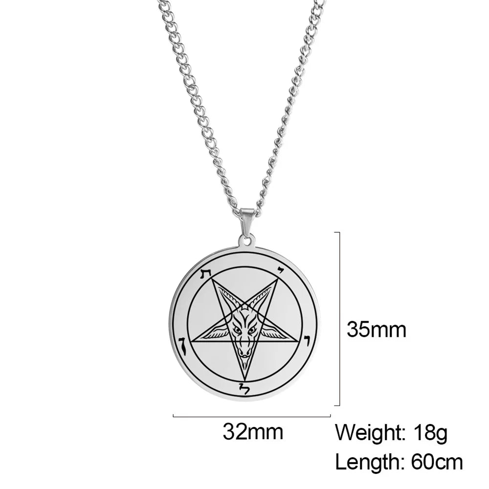 EUEAVAN Large Talisman Baphomet Necklace Goth Pagan Pentagram Amulet Symbol of Evil Stand-in for Satan Necklaces Goat Jewelry