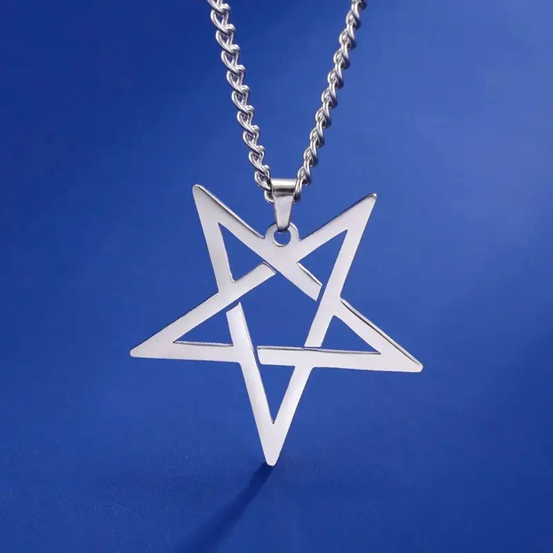 Dawapara Inverted Pentacle Halskette Gothic Pentagramm Anhänger Occult Amulett Hexerei Edelstahl Satanic Schmuck