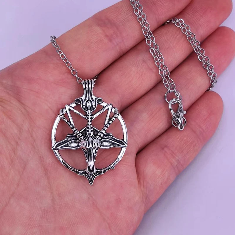 50 pezzi fai da te vintage pentagramma invertito ciondolo capra di Satana ciondolo Baphomet ciondolo satanismo amuleto pagano unico gioielli