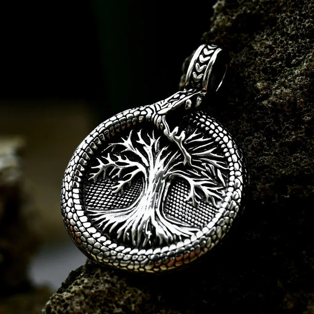 Collana con ciondolo albero della vita vichingo Yggdrasil nordico in acciaio inossidabile