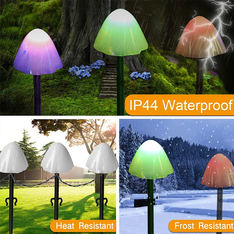 Solar LED String Lights Fairy Path Lawn Landscape Mushroom Lamp Outdoor Christmas Garden Patio Garland Street Decoration