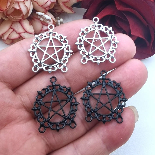 6pcs Inverted Pentagram Charm Satanic Upside Down Pentagram Connector Charm Pendant for DIY Necklace Handmade Jewelry Making
