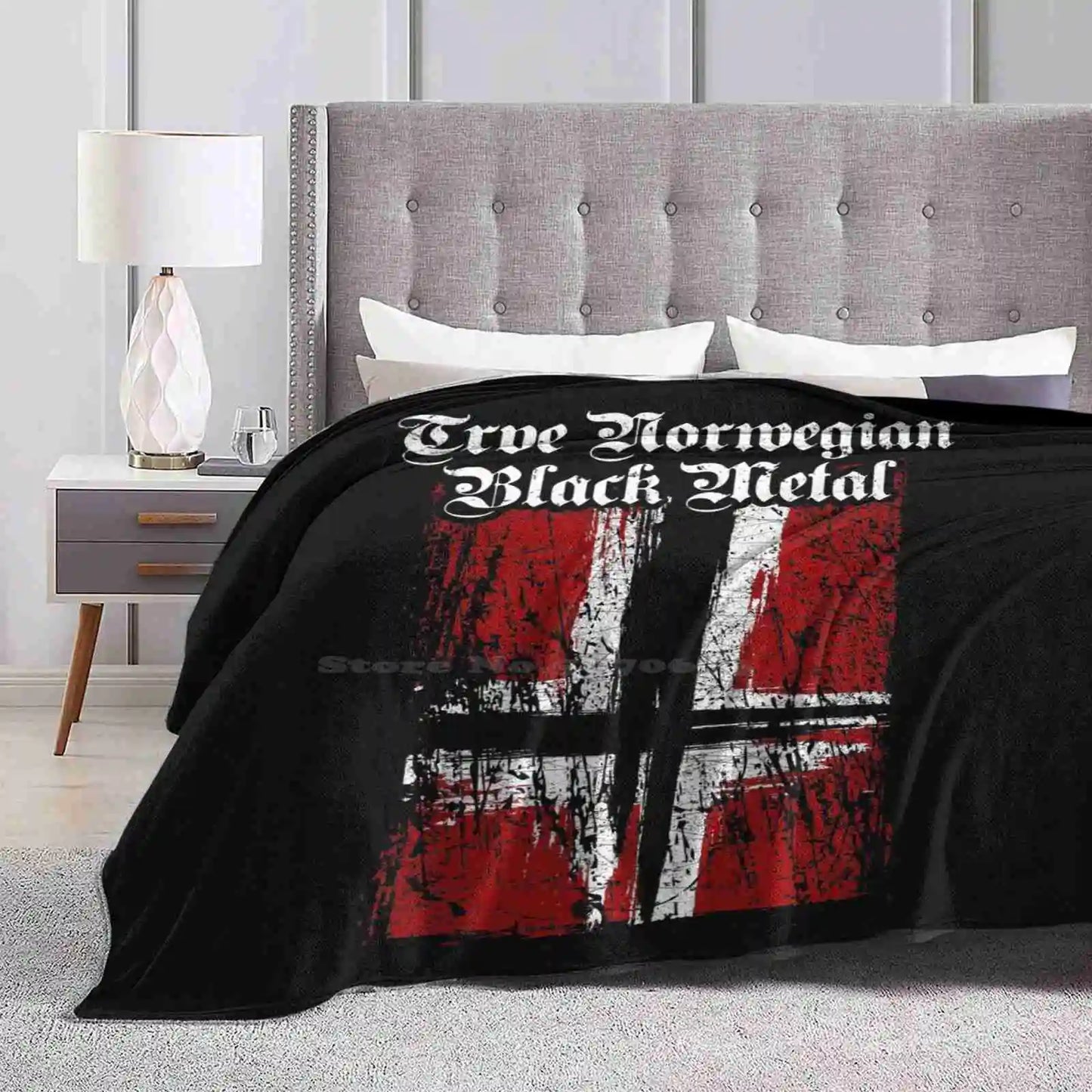 Trve ( True ) Norwegian Black Metal-Norwegian Satanic Flag Creative Design Light Thin Soft Flannel Blanket Trve True Norwegian