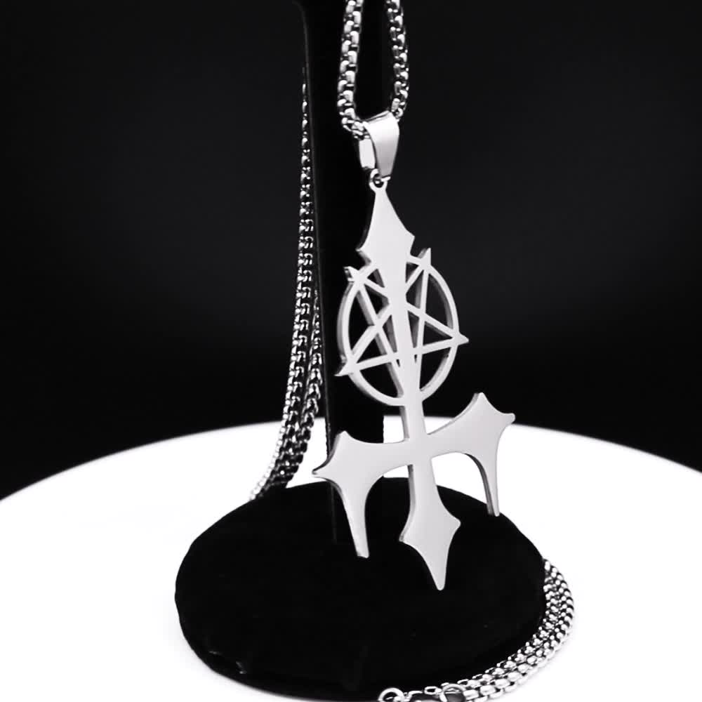 Stylish & Durable Men's Pentagram Pendant Necklace | Silver-Plated Stainless Steel, Versatile Accessory, Perfect Gift