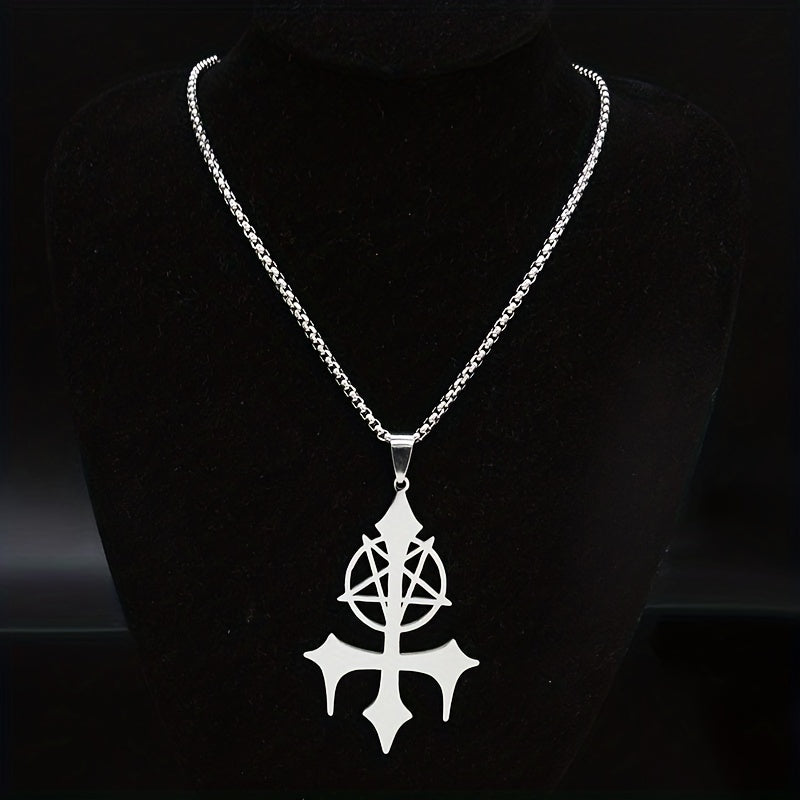 Collana con ciondolo a forma di pentagramma da uomo, elegante e resistente | Acciaio inossidabile placcato argento, accessorio versatile, regalo perfetto