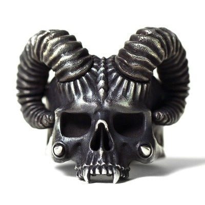 Satan Horn Devil Ring Skull Gothic Style